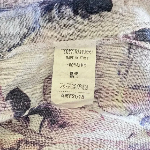 Luca Vanucci 100% Linen Stretch Waist Watercolor Pastel Floral Midi Skirt Size M - Picture 5 of 6